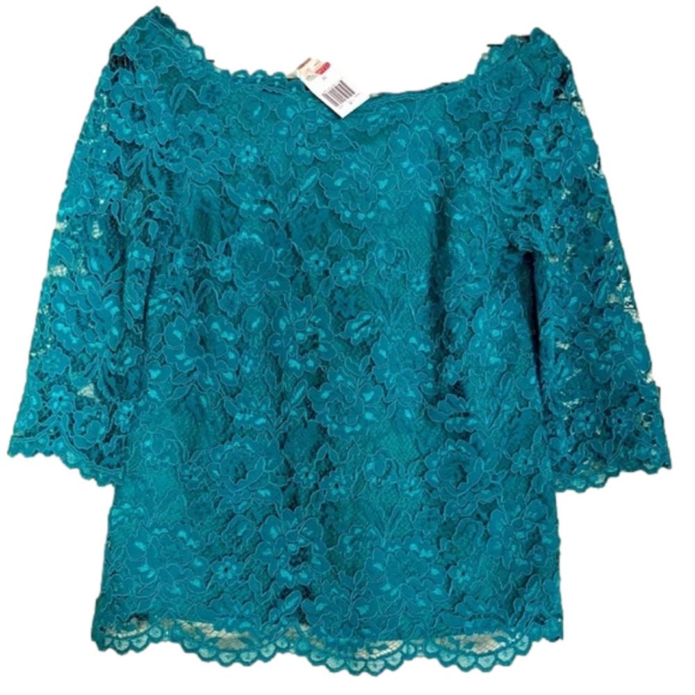 MADISON Marcus (M) teal mint lace top . NWT